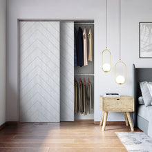 Load image into Gallery viewer, Herringbone Pattern Hollow Core Solid Wood Double Closet Sliding Door Slabs