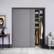 Load image into Gallery viewer, Hollow Core Stained Composite MDF Interior Double Closet Sliding Doors