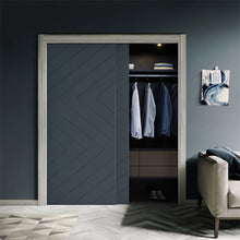 Load image into Gallery viewer, Hollow Core Stained Composite MDF Interior Double Closet Sliding Doors