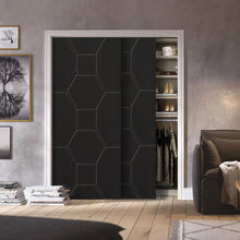 Load image into Gallery viewer, Hollow Core Stained Composite MDF Interior Double Closet Sliding Doors