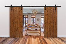 Load image into Gallery viewer, Chevron Arrow Fully Assembled Painted MDF Double Sliding Barn Door With Hardware Kit