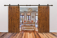 Load image into Gallery viewer, Chevron Arrow Fully Assembled Painted MDF Double Sliding Barn Door With Hardware Kit