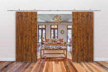 Load image into Gallery viewer, Chevron Arrow Fully Assembled Painted MDF Double Sliding Barn Door With Hardware Kit