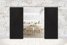 Load image into Gallery viewer, Chevron Arrow Fully Assembled Painted MDF Double Sliding Barn Door With Hardware Kit