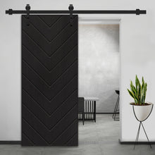 Load image into Gallery viewer, Herringbone Fully Assembled Stained MDF Modern Sliding Barn Door with Hardware Kit