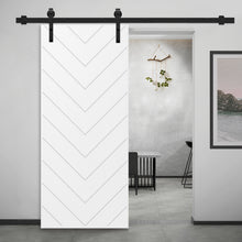 Load image into Gallery viewer, Herringbone Fully Assembled Stained MDF Modern Sliding Barn Door with Hardware Kit