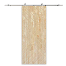 Load image into Gallery viewer, Chevron Arrow Pattern Solid Pine Wood Sliding Barn Door with Hardware Kit