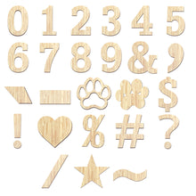 Load image into Gallery viewer, Wood Block Letter Unfinished Monogram Initial Alphabet Large Wall Numbers & Symbols for Home Bedroom Office Wedding Party DIY Decor Ready to Paint or Stain