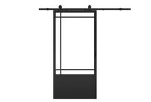 Load image into Gallery viewer, 37 in. x 84 in. 6-Lite Tempered Clear Glass Barn Door Steel Frame Sliding Hardware Kit and Door Handle