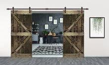Load image into Gallery viewer, K Series Pre Assembled Stained Wood Interior Double Sliding Barn Door with Hardware Kit