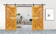 Load image into Gallery viewer, K Series Pre Assembled Stained Wood Interior Double Sliding Barn Door with Hardware Kit