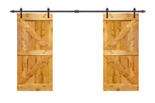 Load image into Gallery viewer, K Series Pre Assembled Stained Wood Interior Double Sliding Barn Door with Hardware Kit