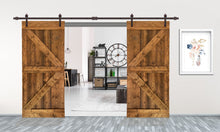 Load image into Gallery viewer, K Series Pre Assembled Stained Wood Interior Double Sliding Barn Door with Hardware Kit