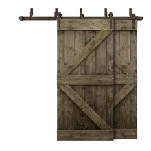 Load image into Gallery viewer, K Bar Bypass Stained Interior Double Sliding Barn Door With Hardware Kit