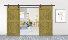 Load image into Gallery viewer, K Series Pre Assembled Stained Wood Interior Double Sliding Barn Door with Hardware Kit