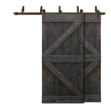 Load image into Gallery viewer, K Bar Bypass Stained Interior Double Sliding Barn Door With Hardware Kit