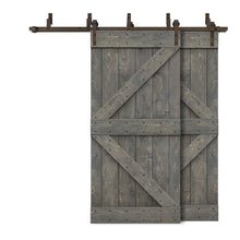 Load image into Gallery viewer, K Bar Bypass Stained Interior Double Sliding Barn Door With Hardware Kit