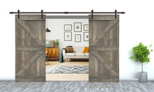 Load image into Gallery viewer, K Series Pre Assembled Stained Wood Interior Double Sliding Barn Door with Hardware Kit