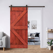 Load image into Gallery viewer, K Bar Stained Knotty Pine Wood Sliding DIY Barn Door with Hardware Kit