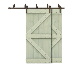 Load image into Gallery viewer, K Bar Bypass Stained Interior Double Sliding Barn Door With Hardware Kit