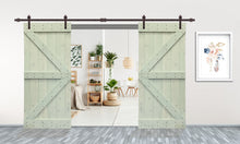 Load image into Gallery viewer, K Series Pre Assembled Stained Wood Interior Double Sliding Barn Door with Hardware Kit