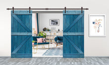 Load image into Gallery viewer, K Series Pre Assembled Stained Wood Interior Double Sliding Barn Door with Hardware Kit