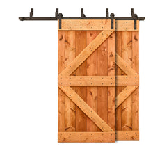 Load image into Gallery viewer, K Bar Bypass Stained Interior Double Sliding Barn Door With Hardware Kit