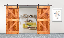 Load image into Gallery viewer, K Series Pre Assembled Stained Wood Interior Double Sliding Barn Door with Hardware Kit