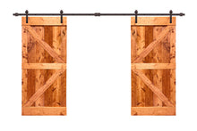 Load image into Gallery viewer, K Series Pre Assembled Stained Wood Interior Double Sliding Barn Door with Hardware Kit