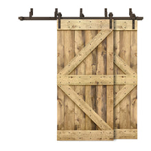 Load image into Gallery viewer, K Bar Bypass Stained Interior Double Sliding Barn Door With Hardware Kit