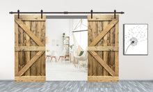 Load image into Gallery viewer, K Series Pre Assembled Stained Wood Interior Double Sliding Barn Door with Hardware Kit