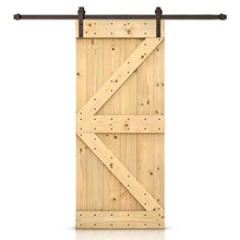 Load image into Gallery viewer, K Bar Stained Knotty Pine Wood Sliding DIY Barn Door with Hardware Kit