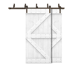 Load image into Gallery viewer, K Bar Bypass Stained Interior Double Sliding Barn Door With Hardware Kit