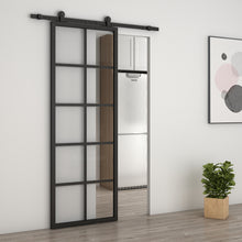 Load image into Gallery viewer, 10 Lite Glass Black Aluminum Frame Interior Sliding Barn Door with Hardware Kit