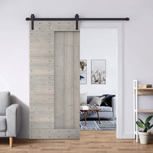 Load image into Gallery viewer, Paneled DIY Knotty Pine Solid Wood Interior Sliding Barn Door with Hardware Kit