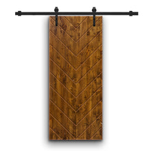 Load image into Gallery viewer, Herringbone Pattern Solid Pine Wood Sliding Barn Door with Hardware Kit