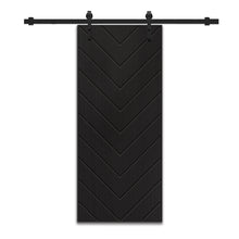 Load image into Gallery viewer, Herringbone Fully Assembled Stained MDF Modern Sliding Barn Door with Hardware Kit