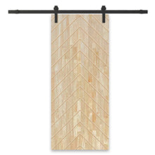Load image into Gallery viewer, Herringbone Pattern Solid Pine Wood Sliding Barn Door with Hardware Kit