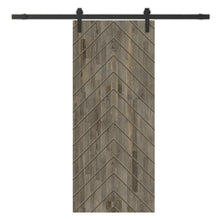 Load image into Gallery viewer, Herringbone Pattern Solid Pine Wood Sliding Barn Door with Hardware Kit