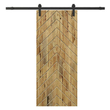 Load image into Gallery viewer, Herringbone Pattern Solid Pine Wood Sliding Barn Door with Hardware Kit
