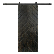 Load image into Gallery viewer, Herringbone Pattern Solid Pine Wood Sliding Barn Door with Hardware Kit
