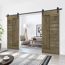 Load image into Gallery viewer, Paneled DIY Knotty Pine Solid Wood Interior Double Sliding Barn Doors with Hardware Kits