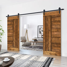 Load image into Gallery viewer, Paneled DIY Knotty Pine Solid Wood Interior Double Sliding Barn Doors with Hardware Kits