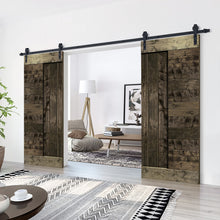 Load image into Gallery viewer, Paneled DIY Knotty Pine Solid Wood Interior Double Sliding Barn Doors with Hardware Kits