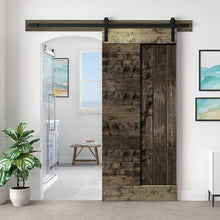 Load image into Gallery viewer, Paneled DIY Knotty Pine Solid Wood Interior Sliding Barn Door with Hardware Kit