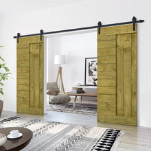 Load image into Gallery viewer, Paneled DIY Knotty Pine Solid Wood Interior Double Sliding Barn Doors with Hardware Kits