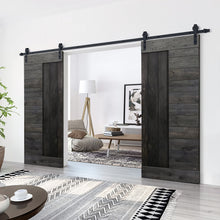 Load image into Gallery viewer, Paneled DIY Knotty Pine Solid Wood Interior Double Sliding Barn Doors with Hardware Kits