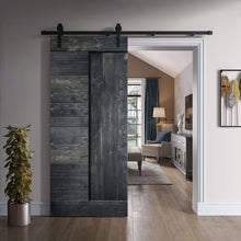 Load image into Gallery viewer, Paneled DIY Knotty Pine Solid Wood Interior Sliding Barn Door with Hardware Kit