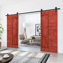 Load image into Gallery viewer, Paneled DIY Knotty Pine Solid Wood Interior Double Sliding Barn Doors with Hardware Kits