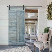 Load image into Gallery viewer, Paneled DIY Knotty Pine Solid Wood Interior Sliding Barn Door with Hardware Kit